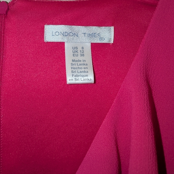 London Times V-Neck Ruffle Detail Long Sleeve Wedding Guest Dresses for Women - Picture 5 of 10